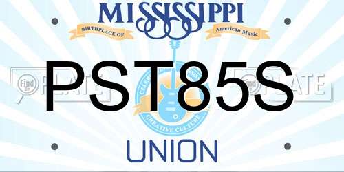 PST85S Mississippi License Plate