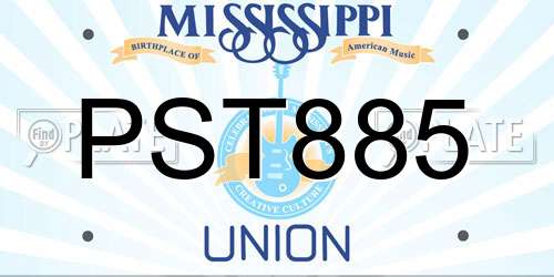 PST885 Mississippi License Plate