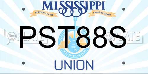 PST88S Mississippi License Plate
