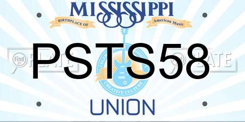 PSTS58 Mississippi License Plate