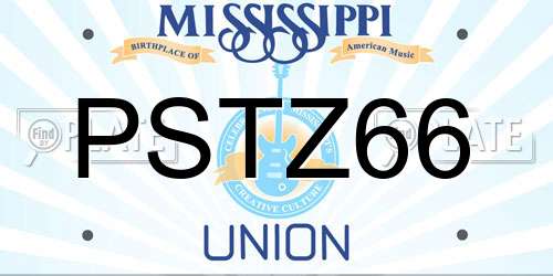 PSTZ66 Mississippi License Plate