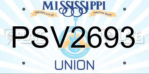 PSV2693 Mississippi License Plate