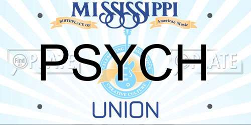 PSYCH Mississippi License Plate