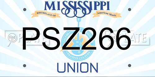 PSZ266 Mississippi License Plate
