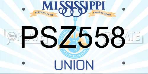 PSZ558 Mississippi License Plate