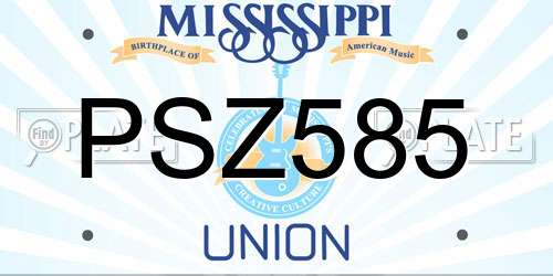 PSZ585 Mississippi License Plate
