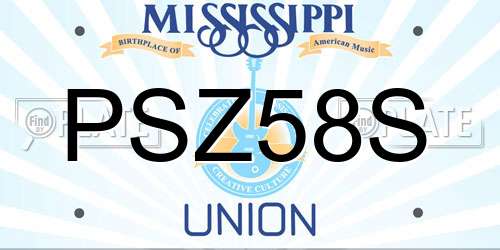 PSZ58S Mississippi License Plate