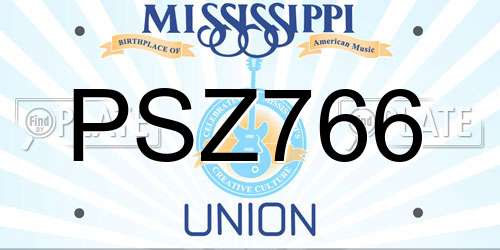 PSZ766 Mississippi License Plate