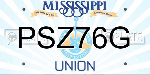 PSZ76G Mississippi License Plate