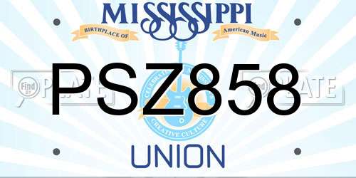 PSZ858 Mississippi License Plate