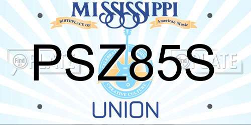 PSZ85S Mississippi License Plate