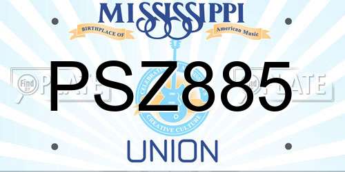 PSZ885 Mississippi License Plate