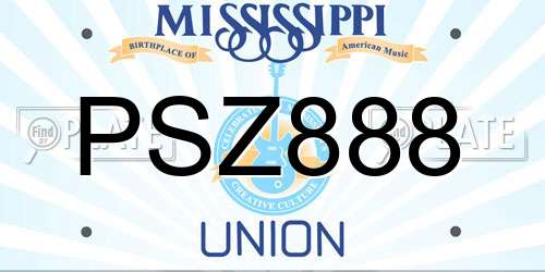 PSZ888 Mississippi License Plate