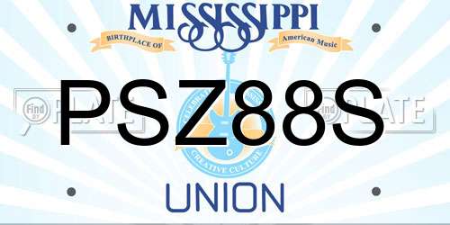 PSZ88S Mississippi License Plate