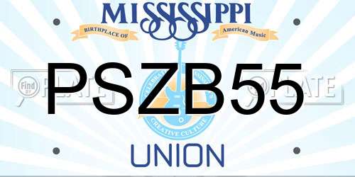 PSZB55 Mississippi License Plate