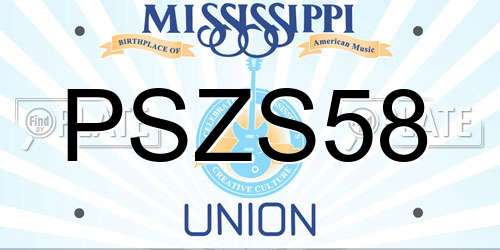 PSZS58 Mississippi License Plate