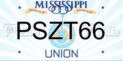 PSZT66 Mississippi License Plate