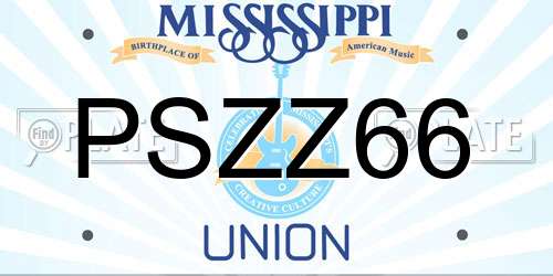 PSZZ66 Mississippi License Plate