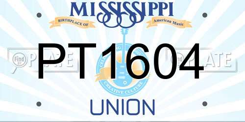 PT1604 Mississippi License Plate
