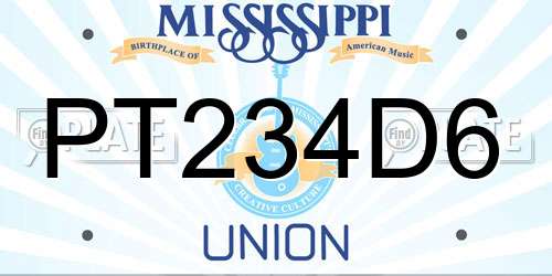 PT234D6 Mississippi License Plate