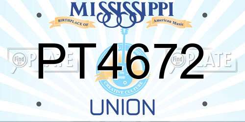 PT4672 Mississippi License Plate