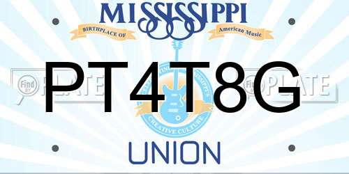 PT4T8G Mississippi License Plate