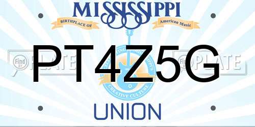 PT4Z5G Mississippi License Plate