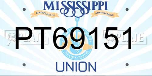 PT69151 Mississippi License Plate