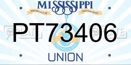 PT73406 Mississippi License Plate