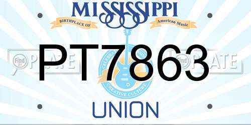 PT7863 Mississippi License Plate