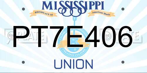 PT7E406 Mississippi License Plate