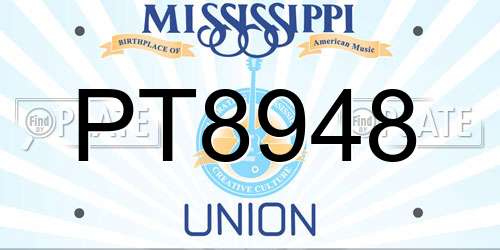 PT8948 Mississippi License Plate