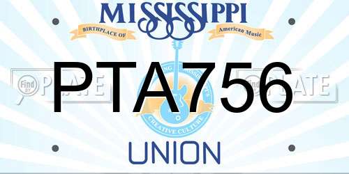 PTA756 Mississippi License Plate
