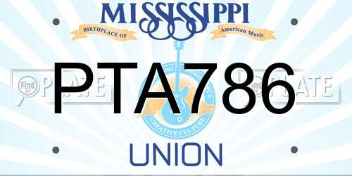 PTA786 Mississippi License Plate