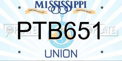 PTB651 Mississippi License Plate