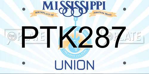 PTK287 Mississippi License Plate