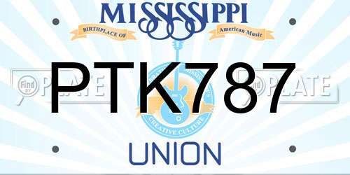 PTK787 Mississippi License Plate