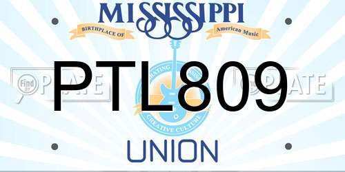 PTL809 Mississippi License Plate