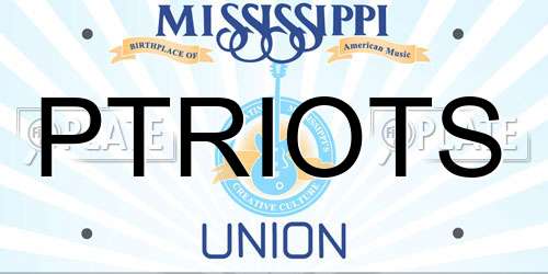 PTRIOTS Mississippi License Plate