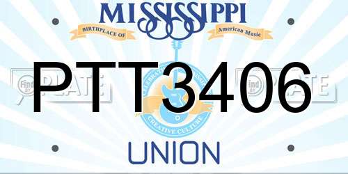 PTT3406 Mississippi License Plate