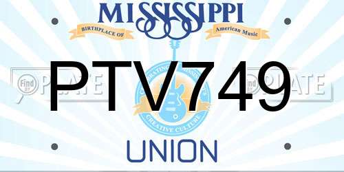 PTV749 Mississippi License Plate