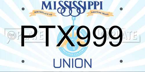 PTX999 Mississippi License Plate