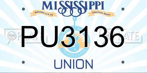 PU3136 Mississippi License Plate