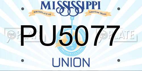 PU5077 Mississippi License Plate