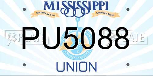 PU5088 Mississippi License Plate