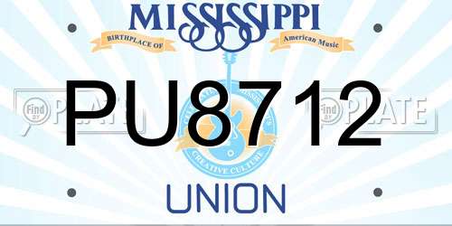 PU8712 Mississippi License Plate