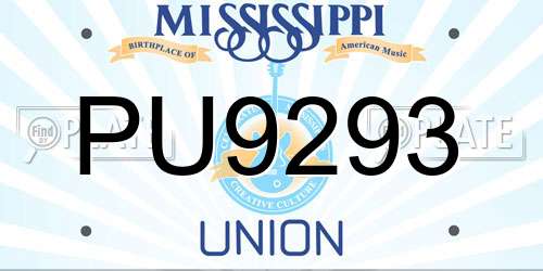 PU9293 Mississippi License Plate