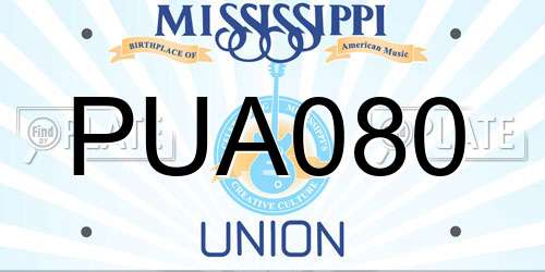 PUA080 Mississippi License Plate