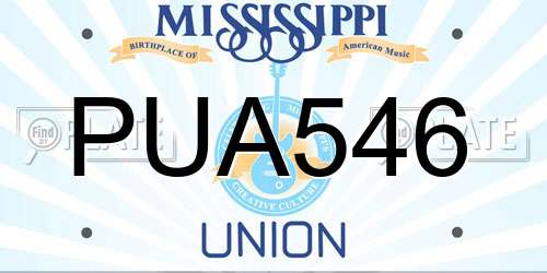 PUA546 Mississippi License Plate