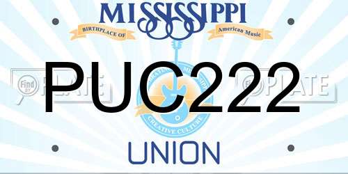 PUC222 Mississippi License Plate
